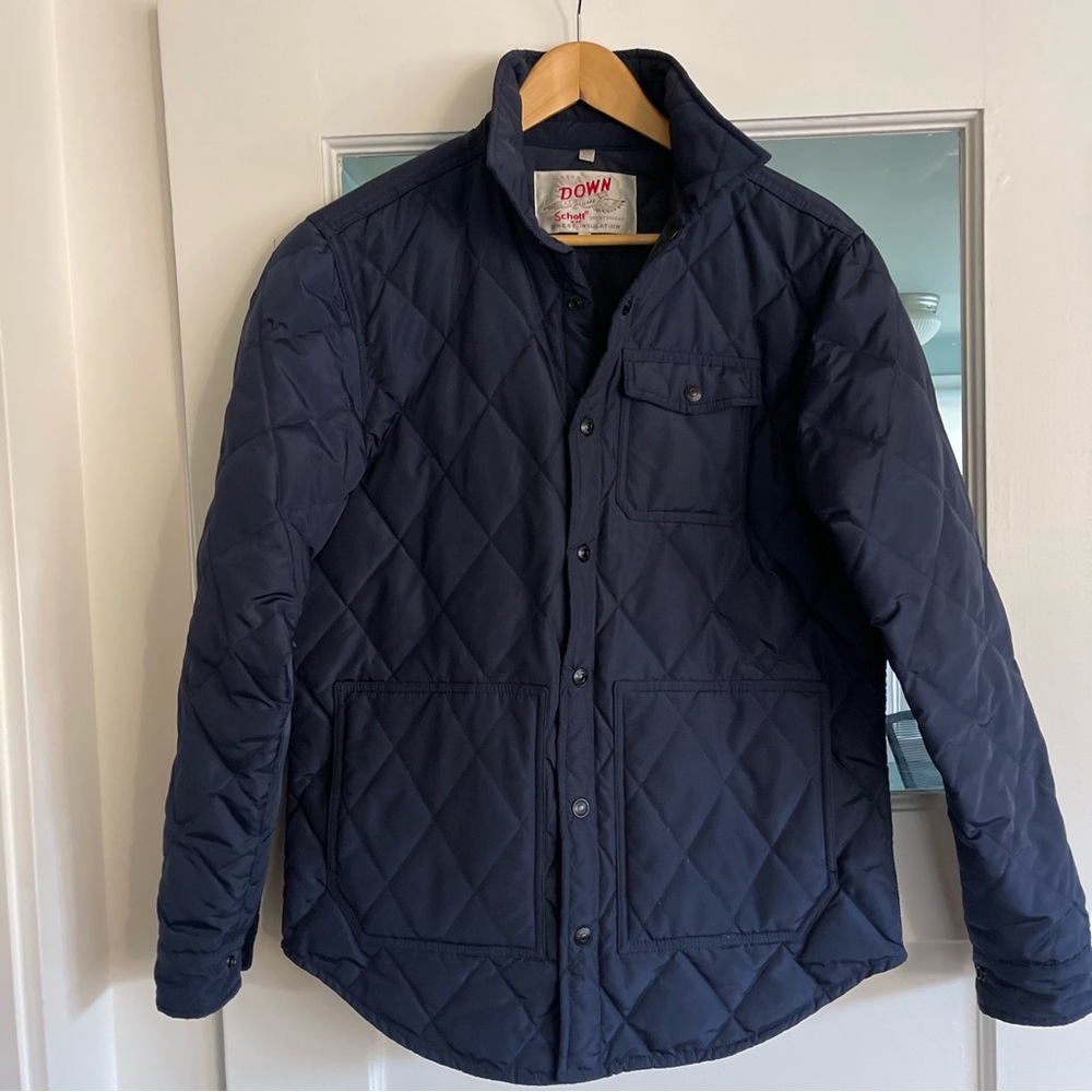 Schott NYC Men's Navy Quilted Jacket- Small